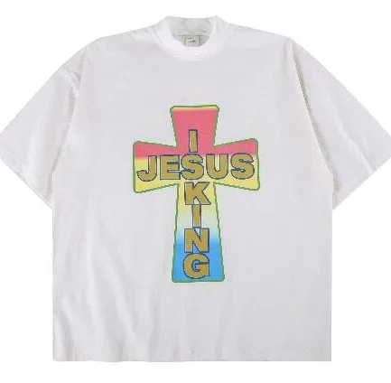Jesus is King White Print T-Shirt